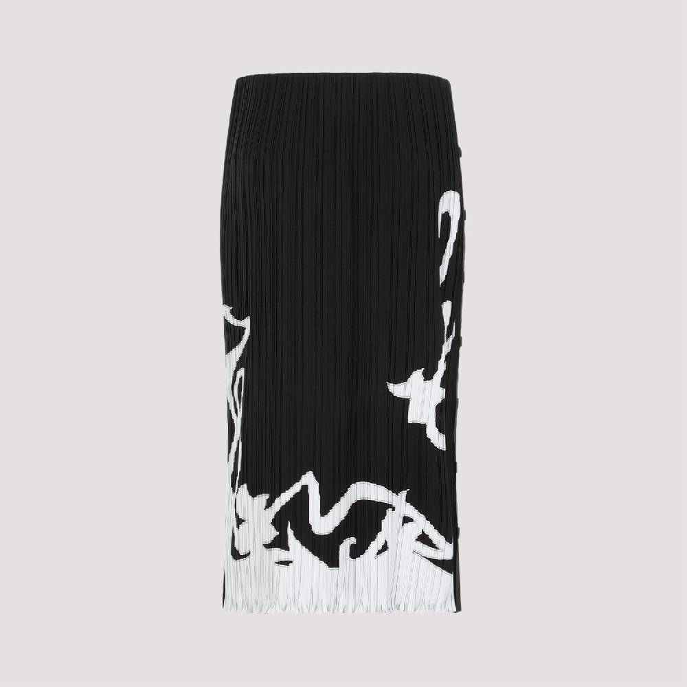 LANVIN  Gonna Midi Piegata Nera LANVIN con Motivo Geometrico Qualità