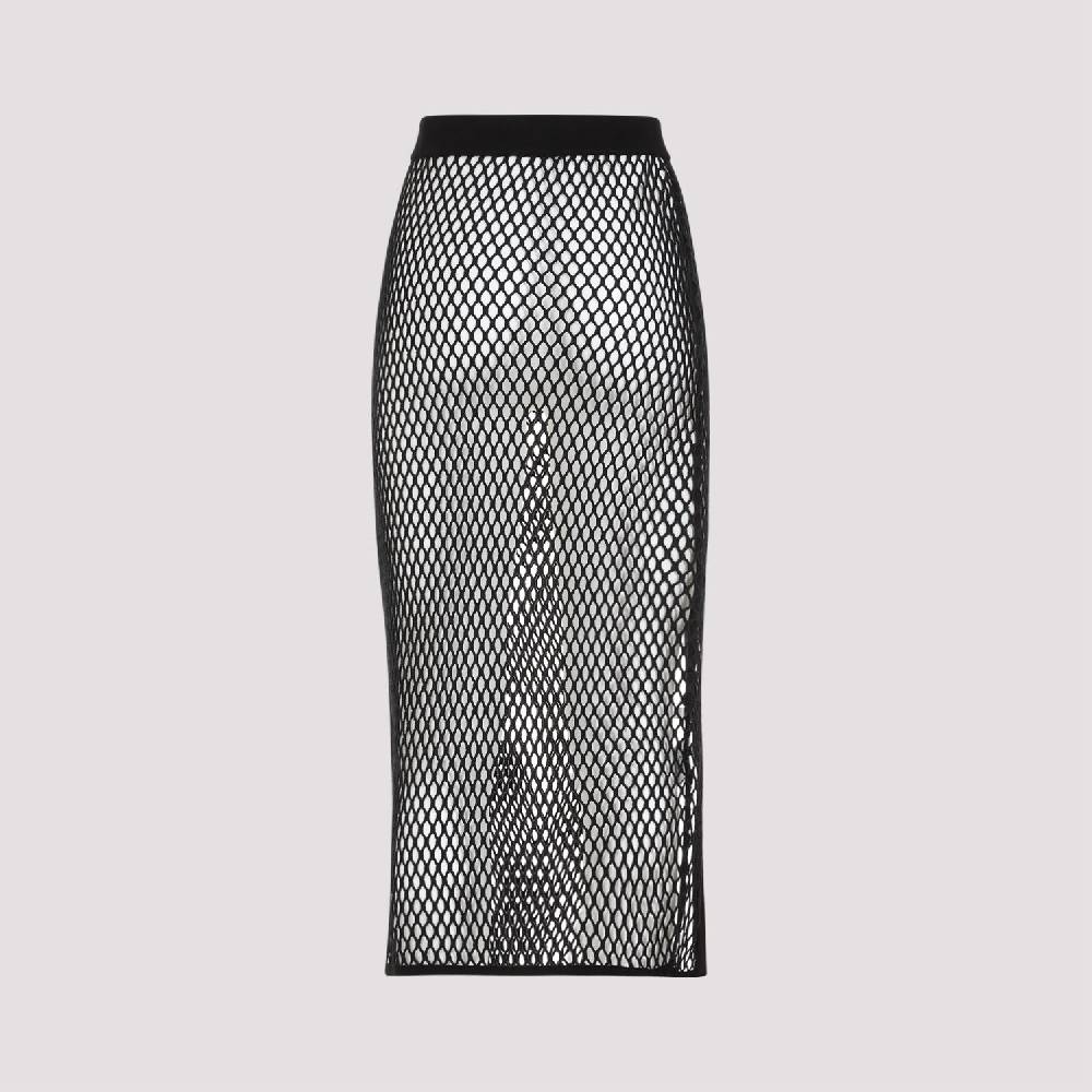 OFF-WHITE  Gonna Midi Nera in Cotone con Logo OFF-WHITE Spedizione Gratuita