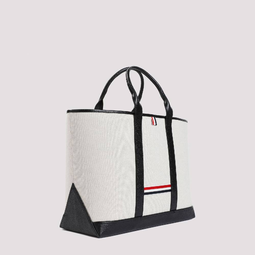 THOM BROWNE  Borsa Shopper Media in Pelle Nera Thom Browne Acquista Ora