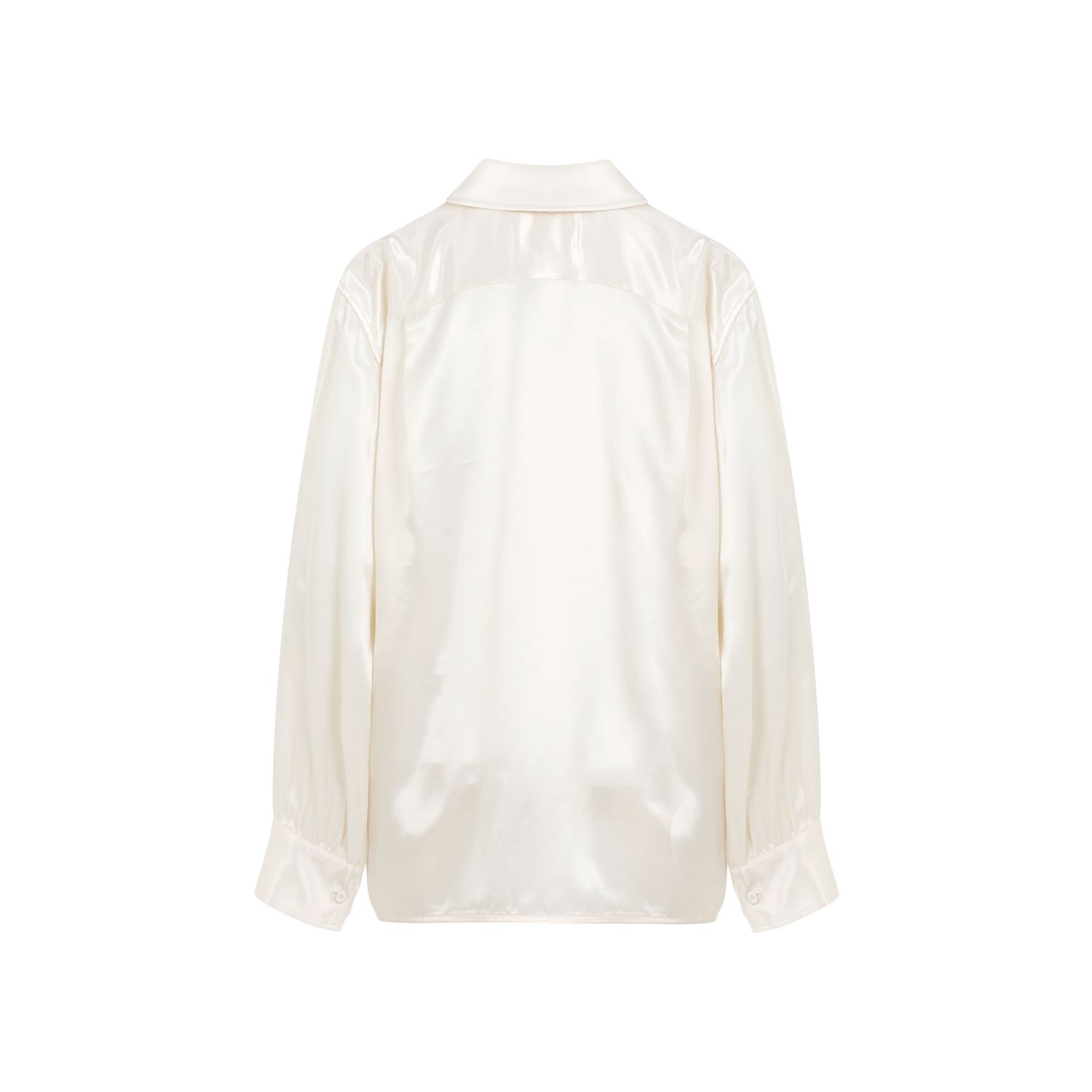 JIL SANDER  Camicia Satinata Beige Jil Sander in Viscosa con Bottoni Argento Consegna Veloce