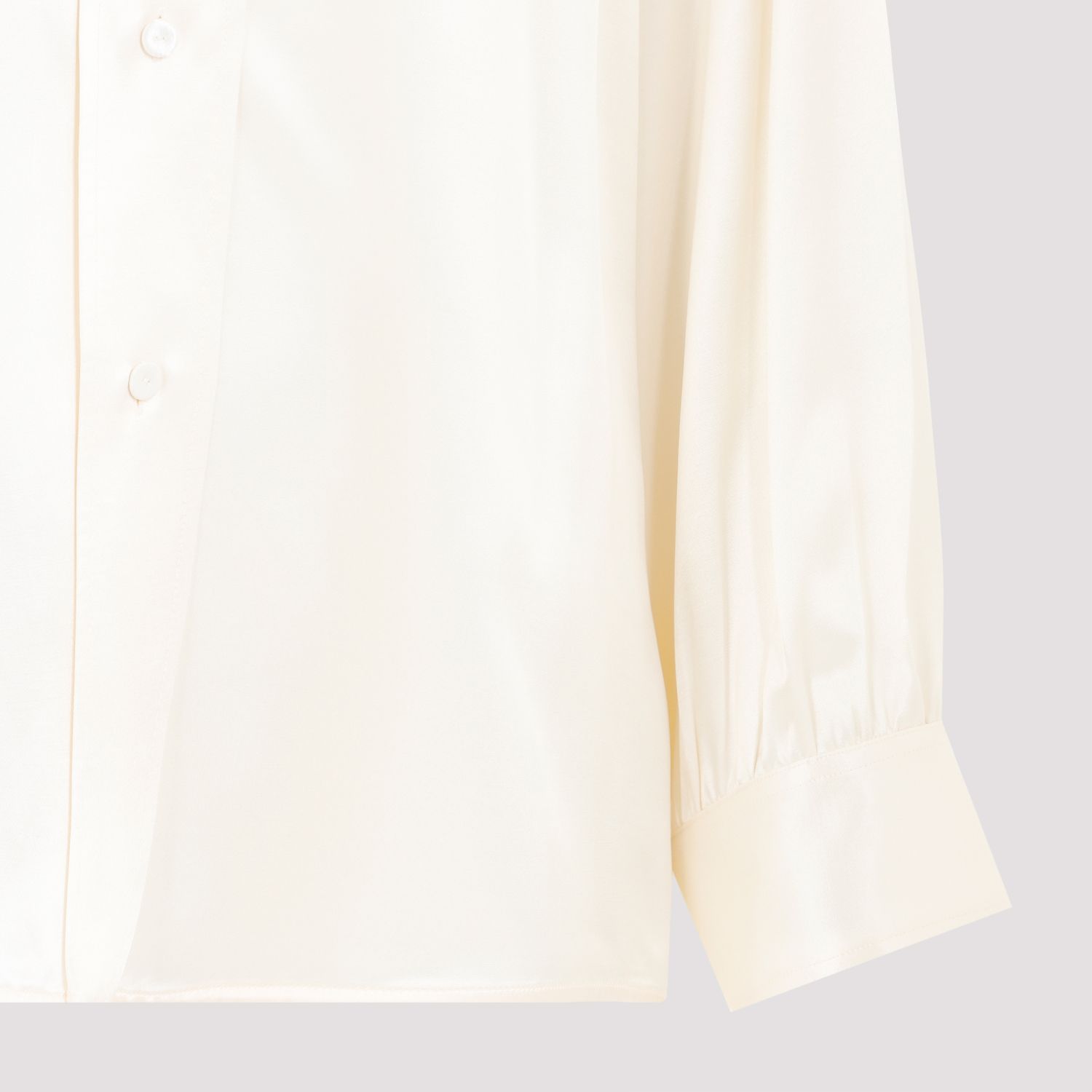 JIL SANDER  Camicia Satinata Beige Jil Sander in Viscosa con Bottoni Argento Consegna Veloce