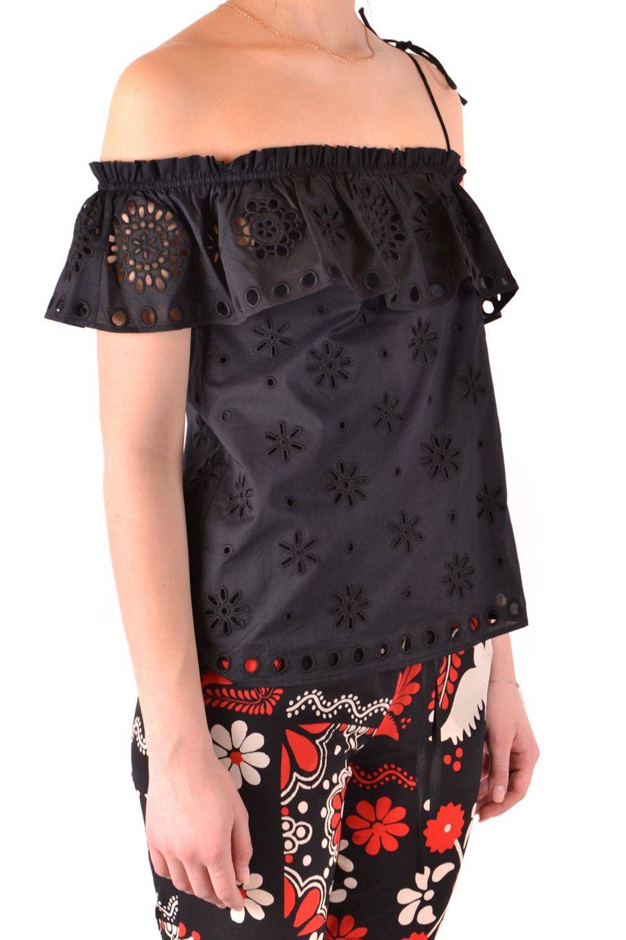 RED VALENTINO  Top Elegante di Cotone Nero RED VALENTINO In Linea