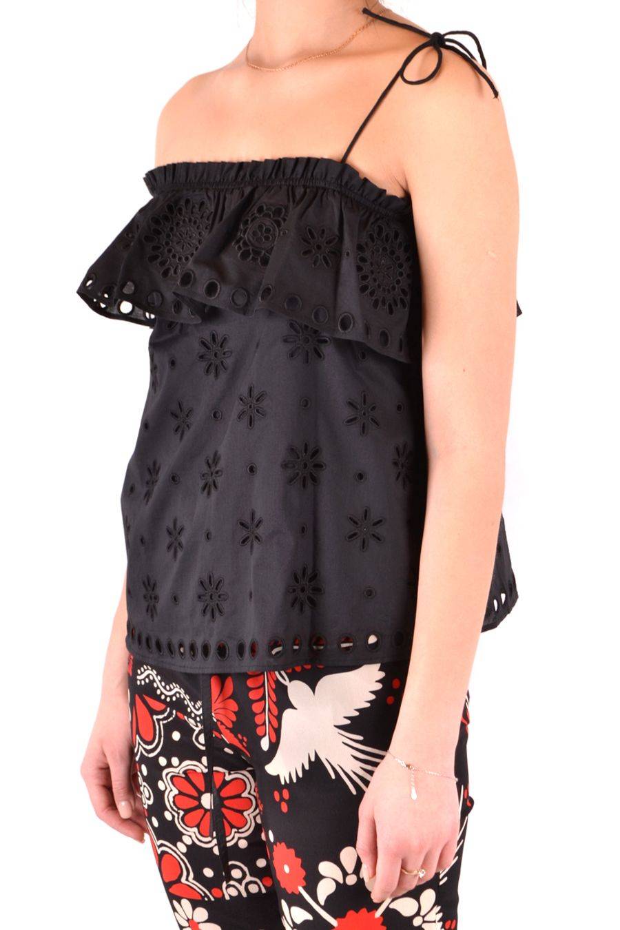 RED VALENTINO  Top Elegante di Cotone Nero RED VALENTINO In Linea