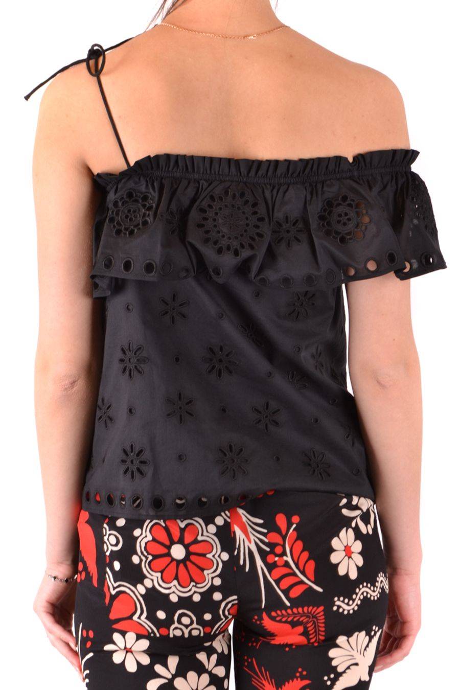 RED VALENTINO  Top Elegante di Cotone Nero RED VALENTINO In Linea