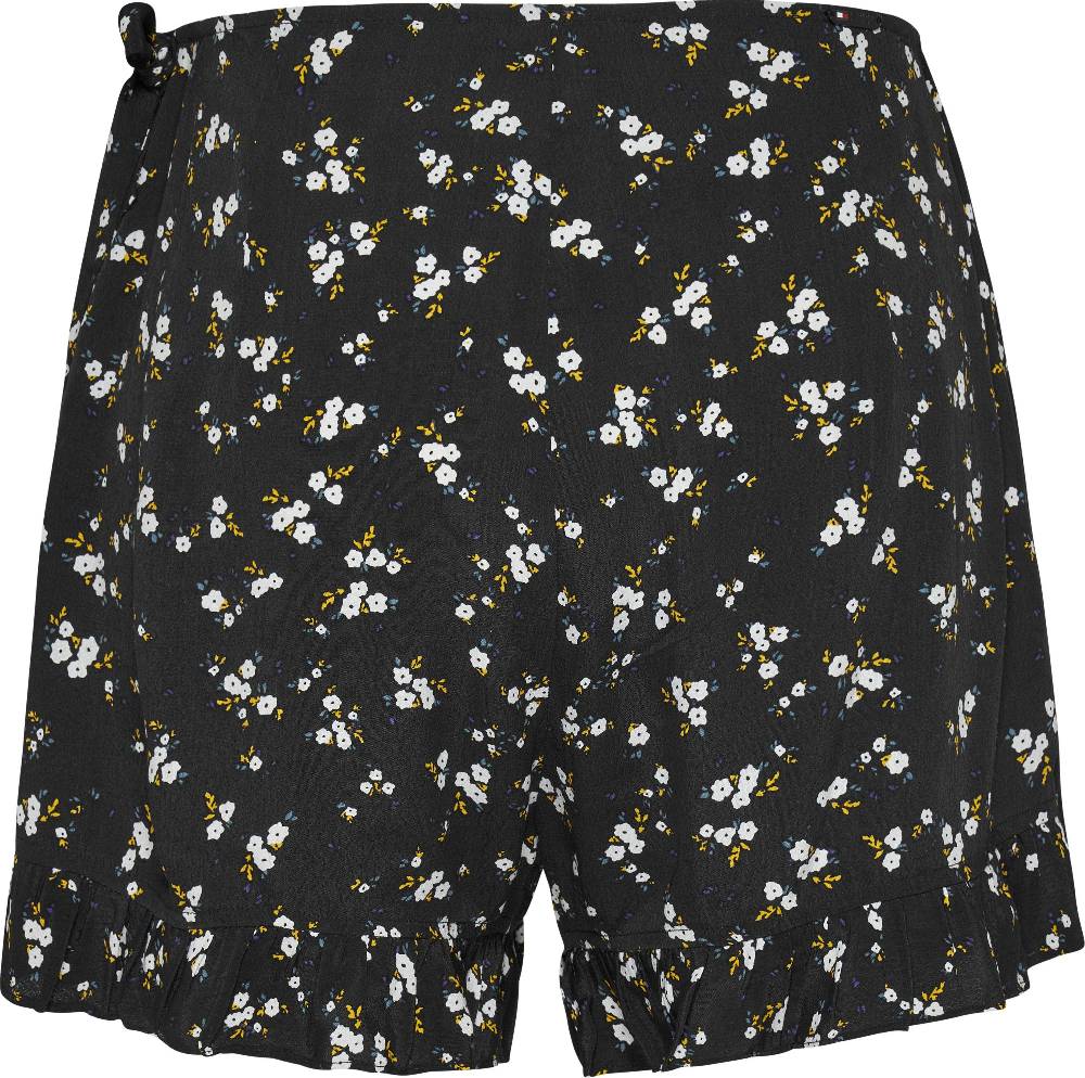 TOMMY JEANS  Shorts Avvolgenti Neri a Fiori Tommy Jeans con Volant Acquista Ora