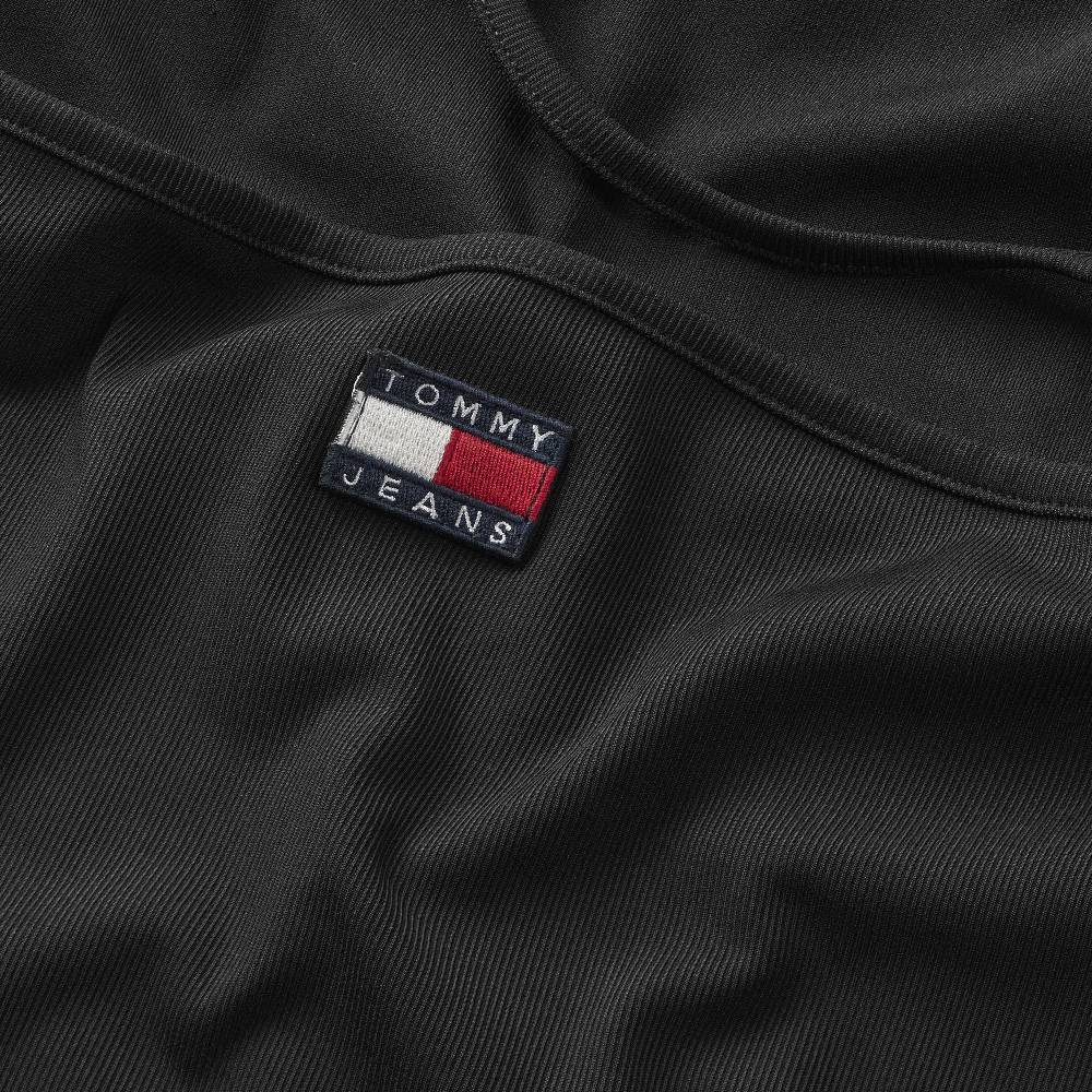 TOMMY JEANS  T-Shirt Nera Tommy Jeans Slim con Scollo a Halter Affare Del Giorno