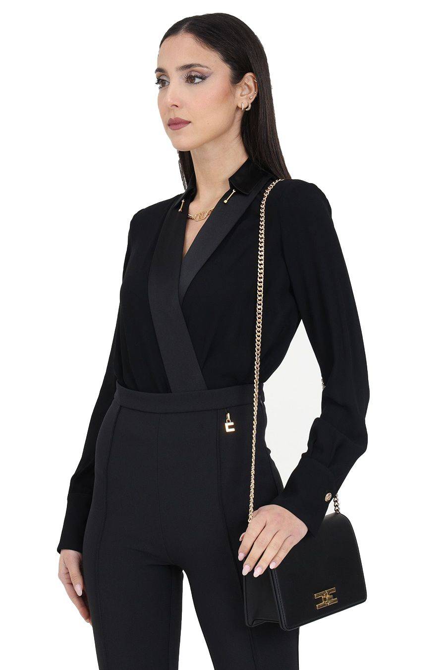 ELISABETTA FRANCHI  Camicia Nera in Viscosa Elisabetta Franchi Donna 2025