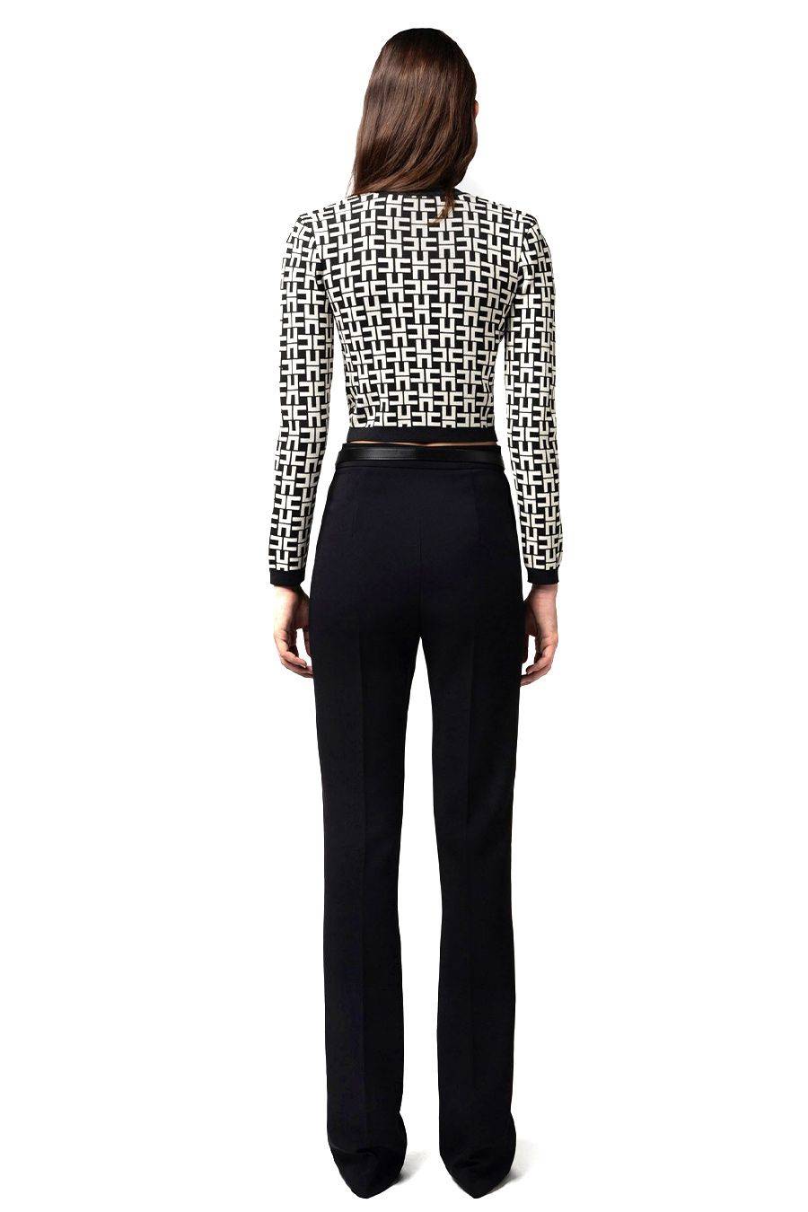 ELISABETTA FRANCHI  Pantaloni Neri Elisabetta Franchi in Tessuto Misto Moda