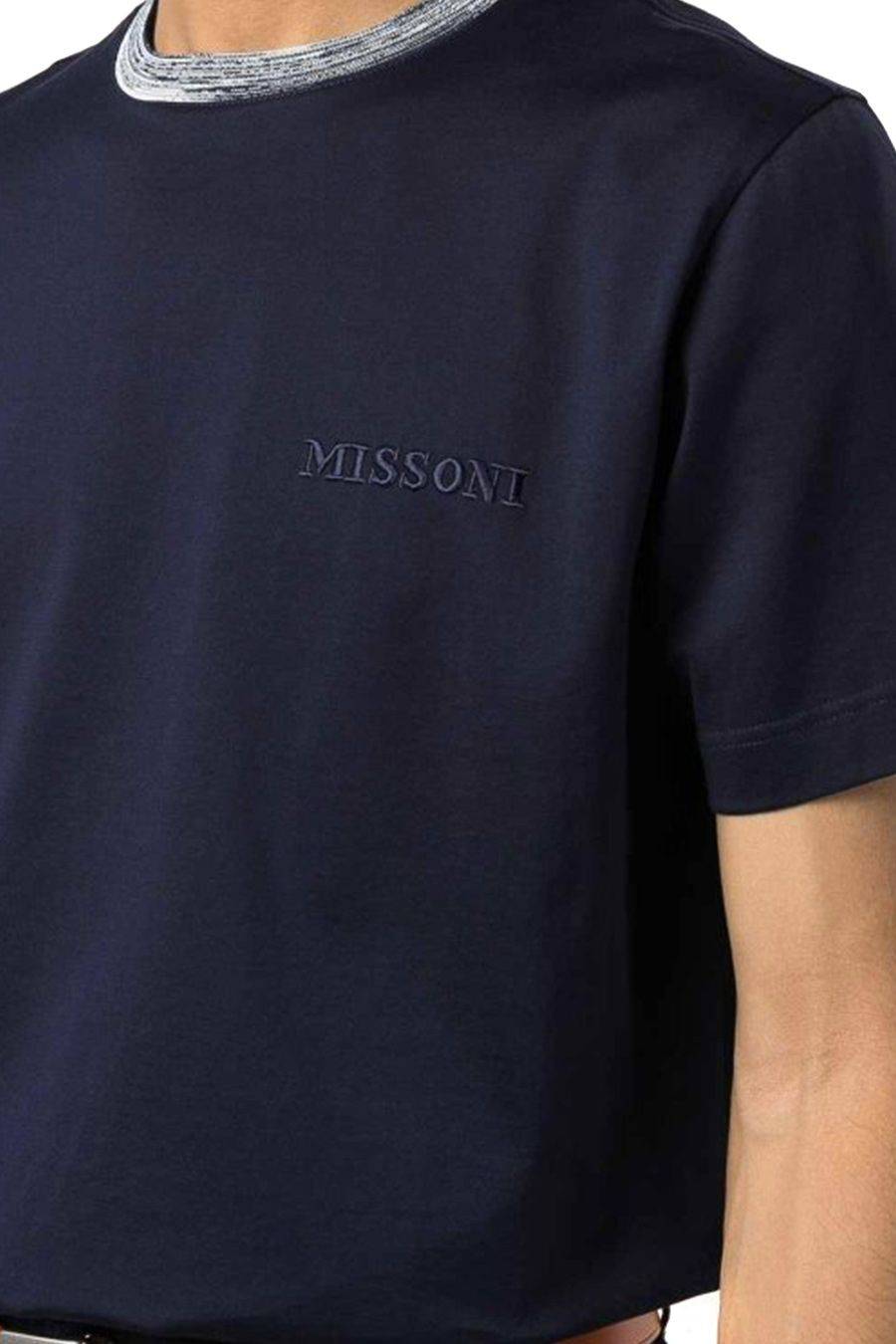 MISSONI  Polo di Cotone Blu Scuro Uomo Missoni UC22SL01-BJ0002-AS70WR Promozione