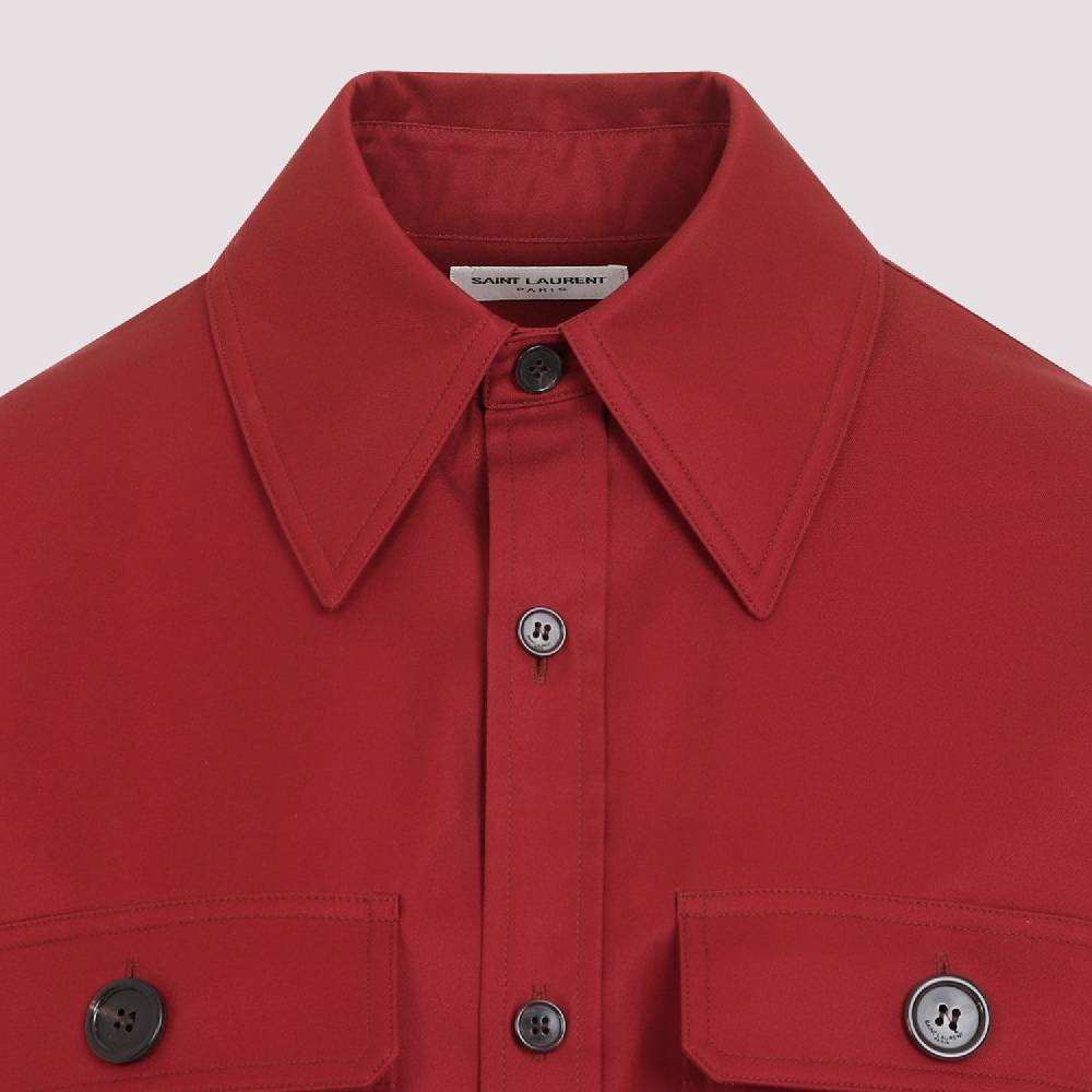 SAINT LAURENT  Camicia Rossa di Cotone Saint Laurent Donna Soddisfazione Garantita