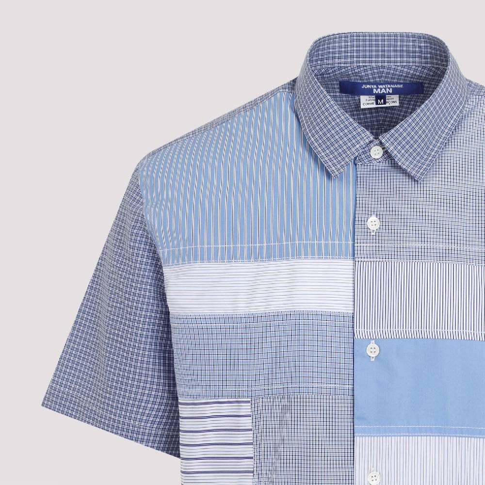 JUNYA WATANABE  Camicia Patchwork Blu in Cotone da Uomo Junya Watanabe Convenienza