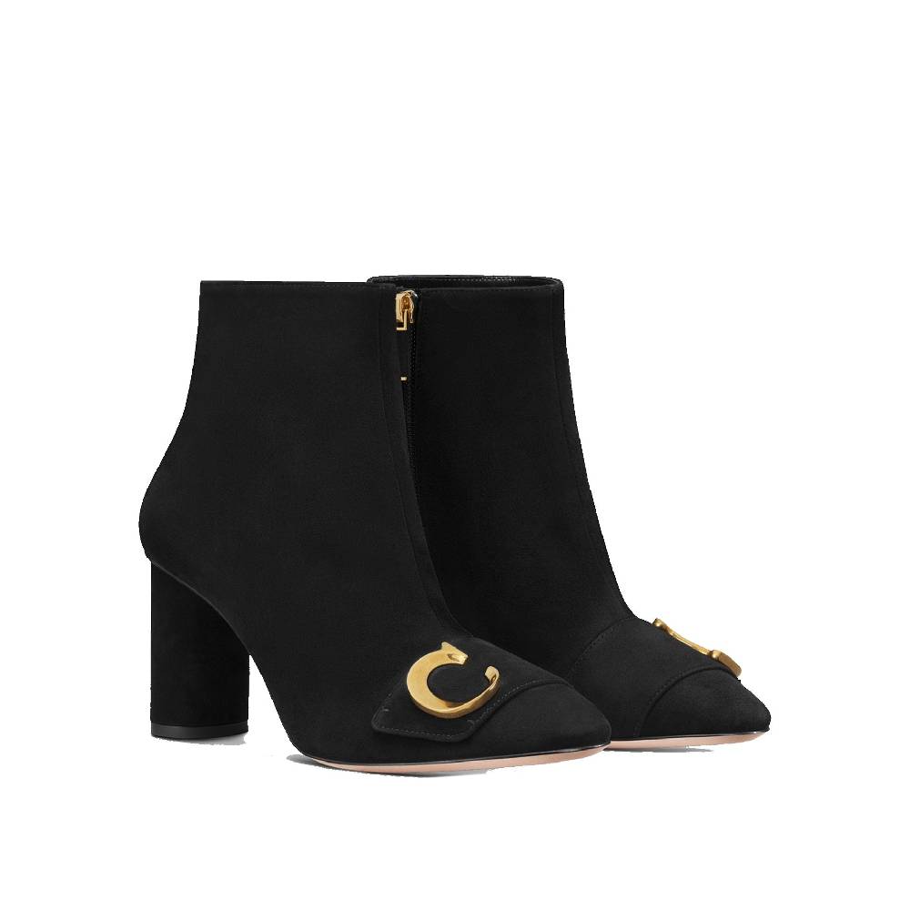 DIOR  Stivaletti Neri in Pelle di Vitello DIOR con Dettagli CD Oro Vendita Calda