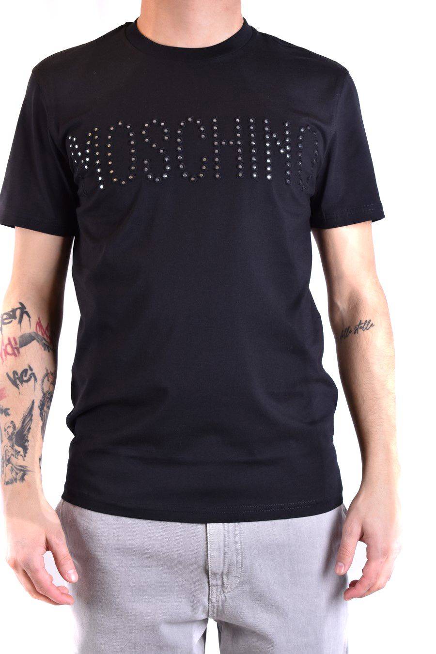 MOSCHINO  T-Shirt Classica in Cotone Nero Moschino Uomo Saldi Di Fabbrica
