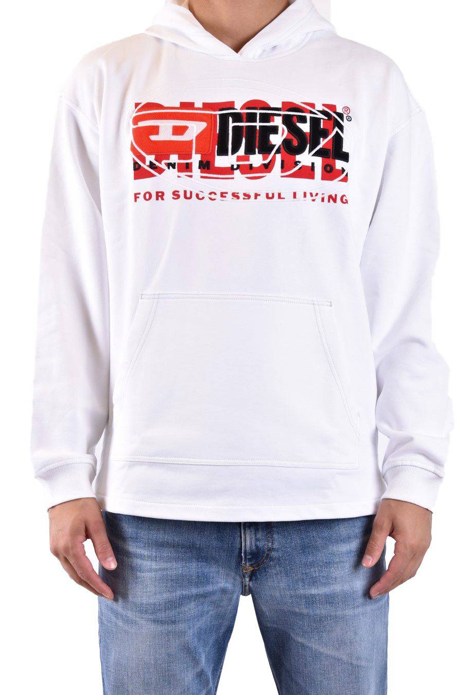DIESEL  Felpa di Cotone Bianca Uomo DIESEL A12153 0IAJH100 In Linea