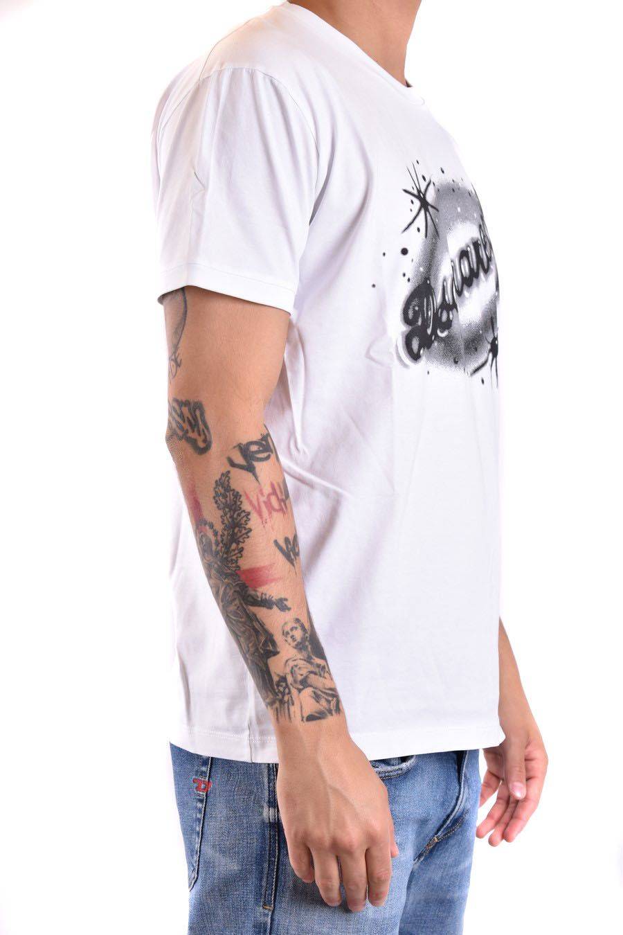 DSQUARED2  T-Shirt da Uomo DSQUARED2 in Cotone Bianco Shopping Online