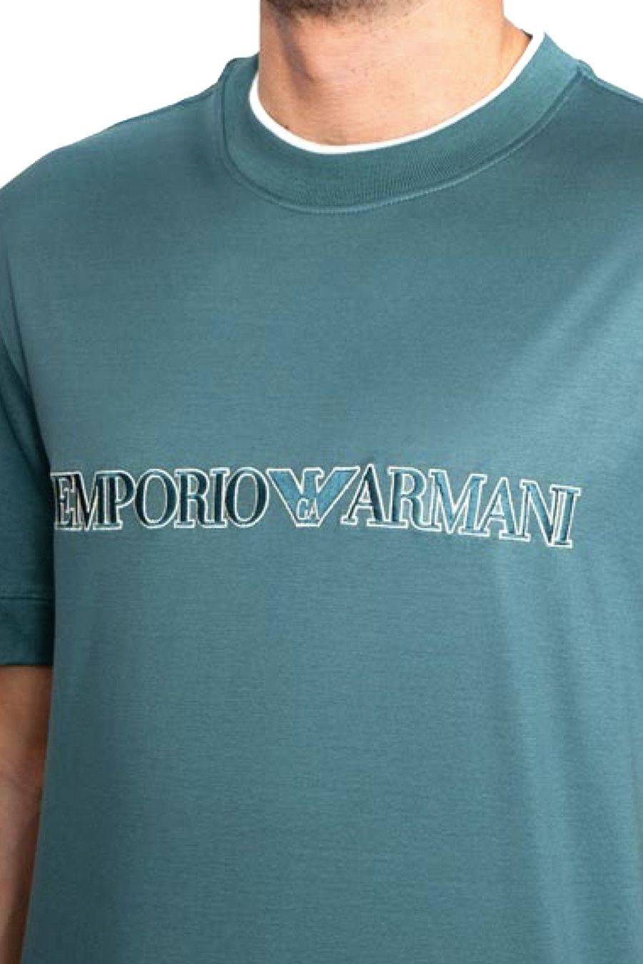 EMPORIO ARMANI  T-Shirt Emporio Armani Cotone Azzurro Cielo Prezzo Ridotto