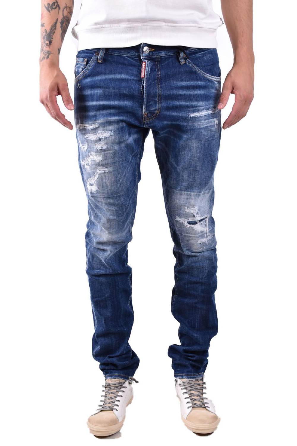 DSQUARED2  Jeans Blu Elasticizzati Uomo DSQUARED2 S71LB1365 Sottocosto