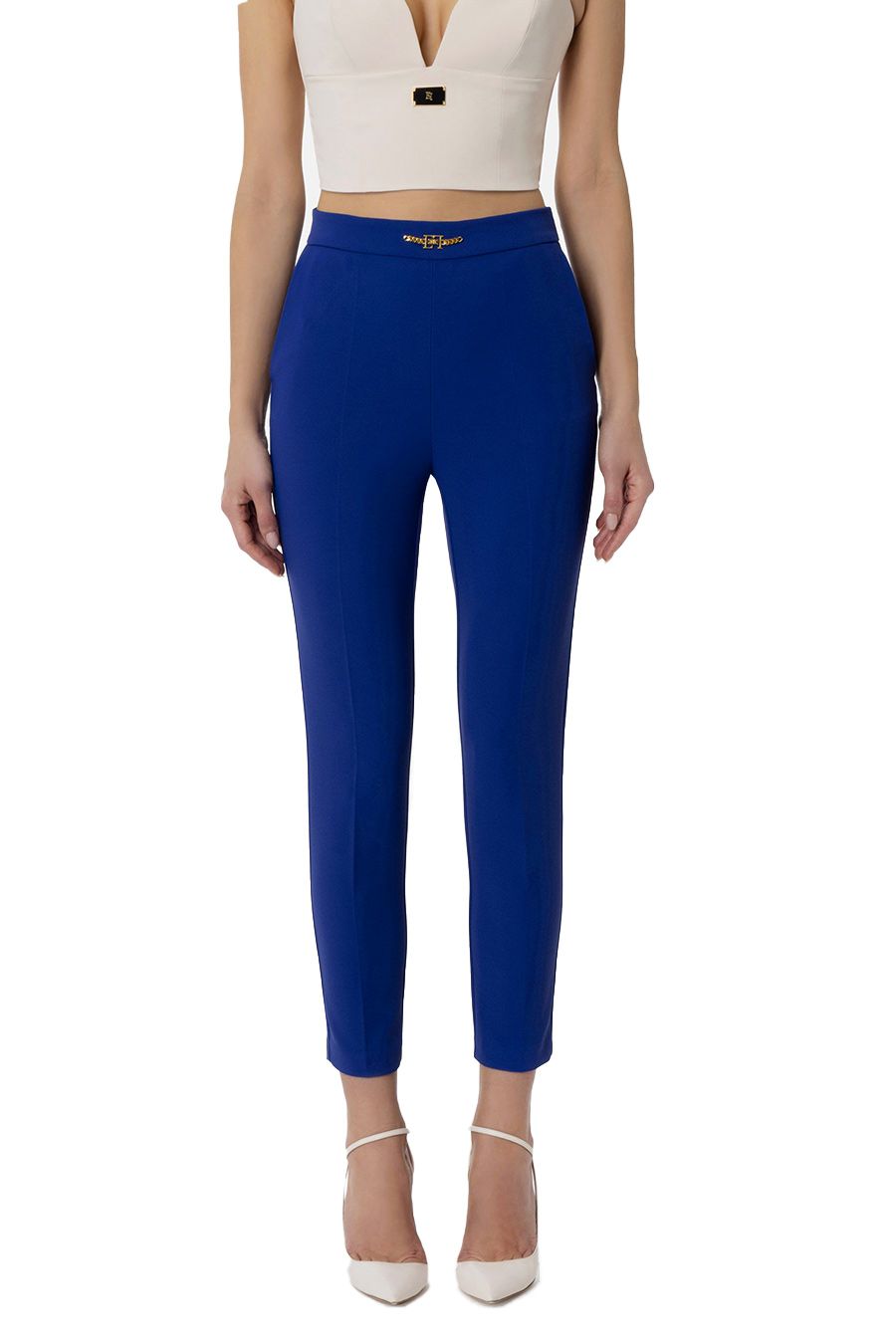 ELISABETTA FRANCHI  Pantaloni Blu Elisabetta Franchi in Poliestere per Donna Novità