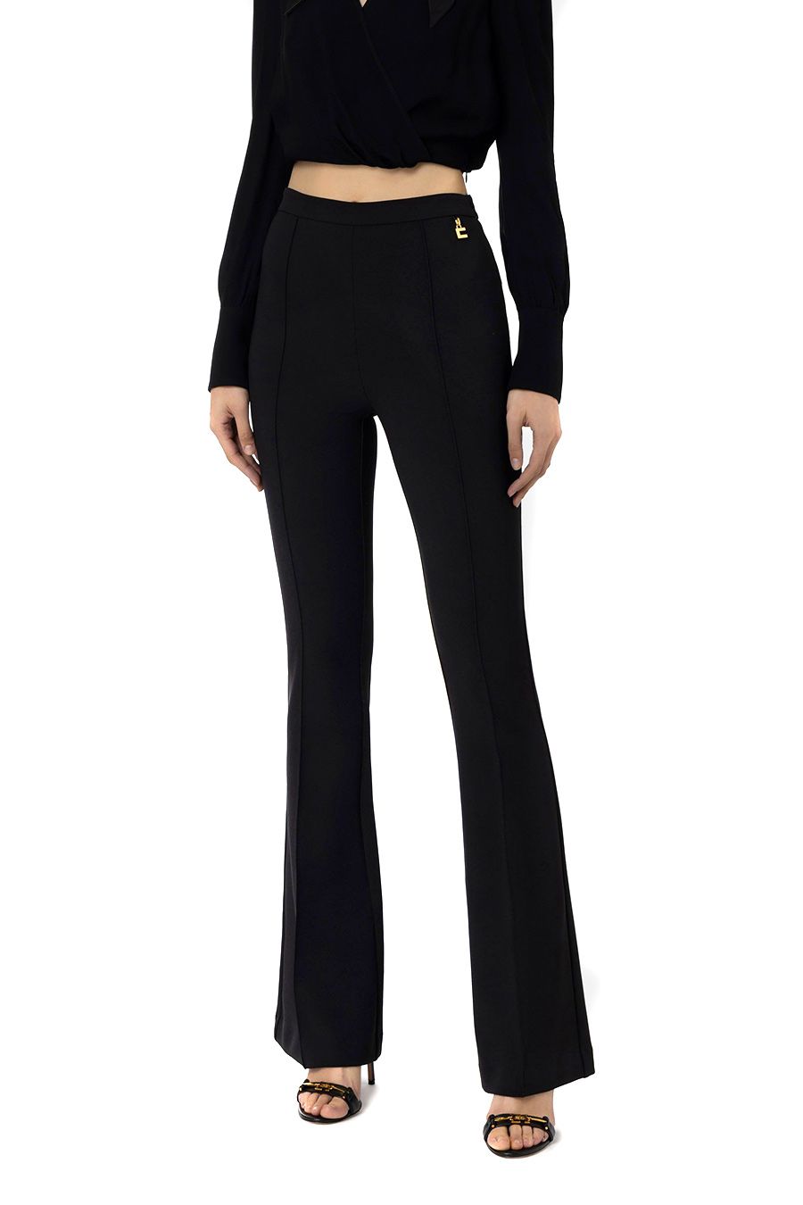 ELISABETTA FRANCHI  Pantaloni Neri Donna Elisabetta Franchi - Mix di Poliestere Saldi