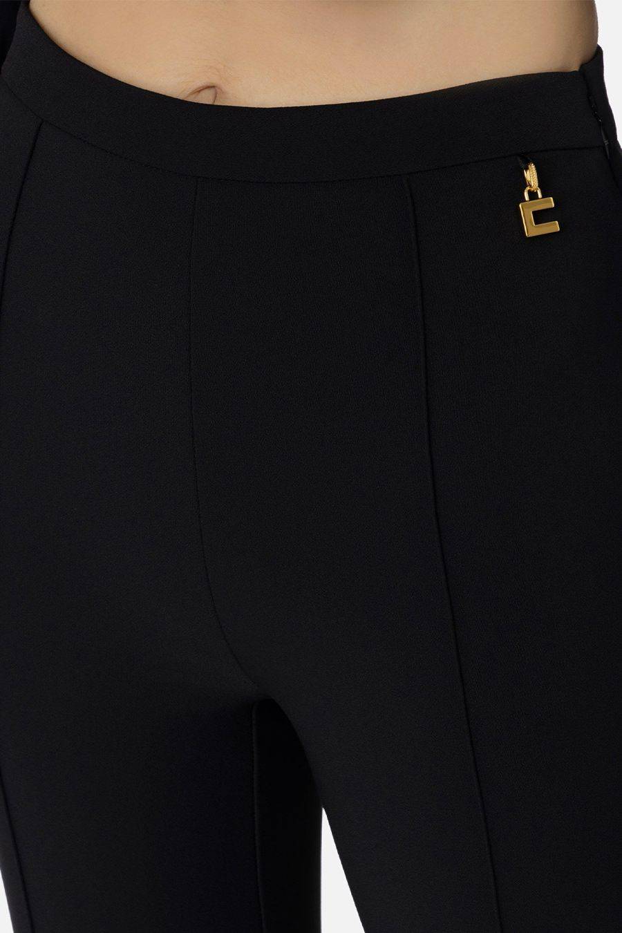 ELISABETTA FRANCHI  Pantaloni Neri Donna Elisabetta Franchi - Mix di Poliestere Saldi