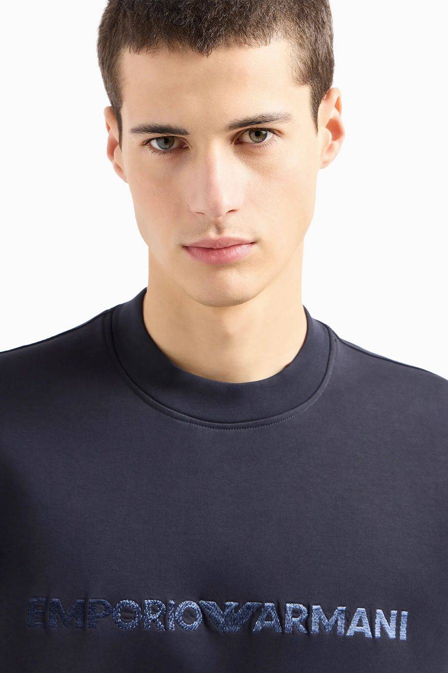 EMPORIO ARMANI  Felpa da Uomo Emporio Armani in Cotone Misto Azzurro Cielo Nuova