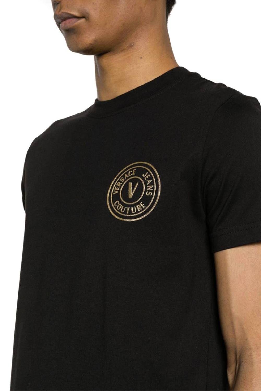 VERSACE JEANS COUTURE  T-Shirt in Cotone Nero Versace Jeans Couture Uomo Offerta Giorno del Papà