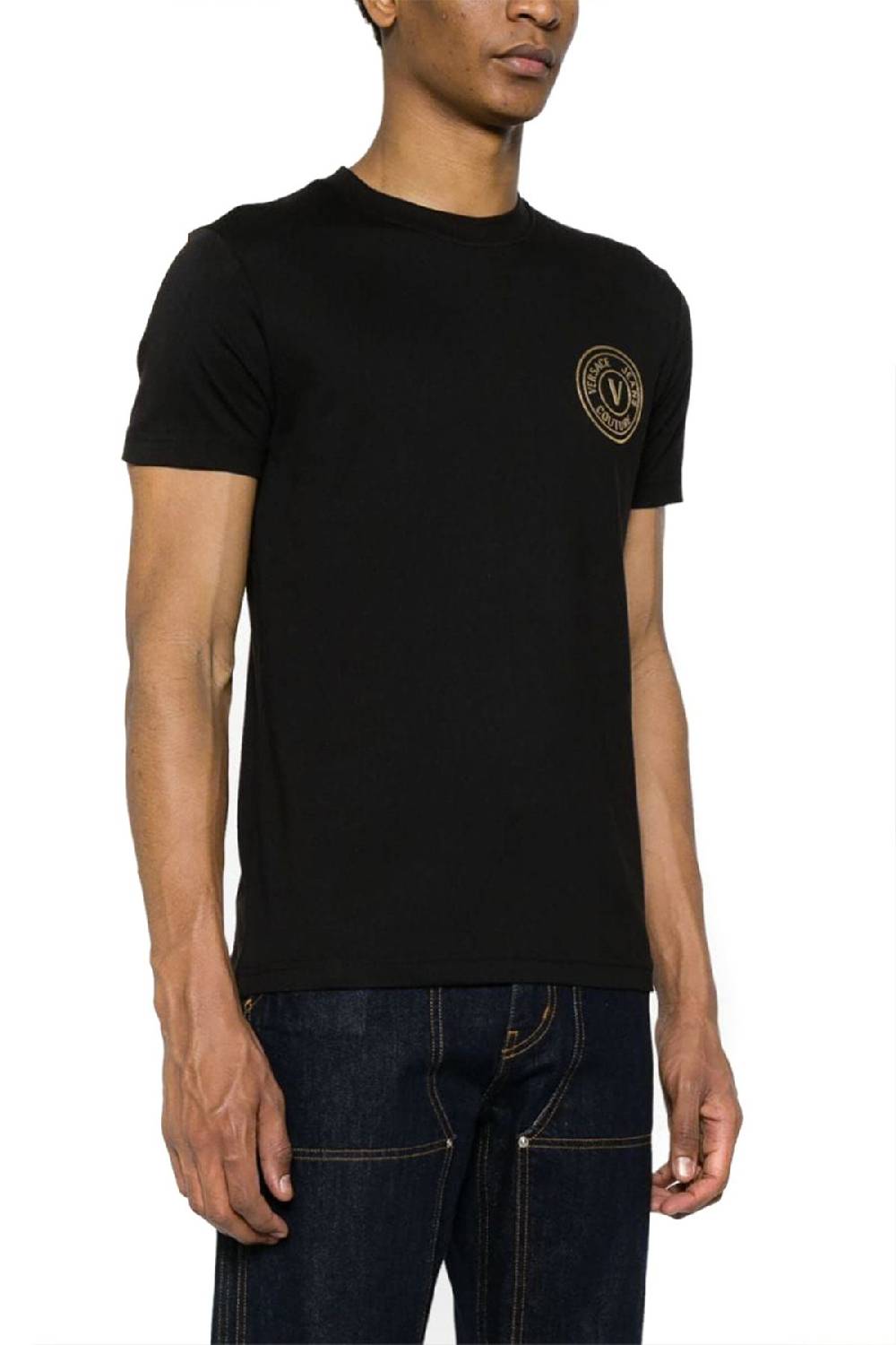 VERSACE JEANS COUTURE  T-Shirt in Cotone Nero Versace Jeans Couture Uomo Offerta Giorno del Papà
