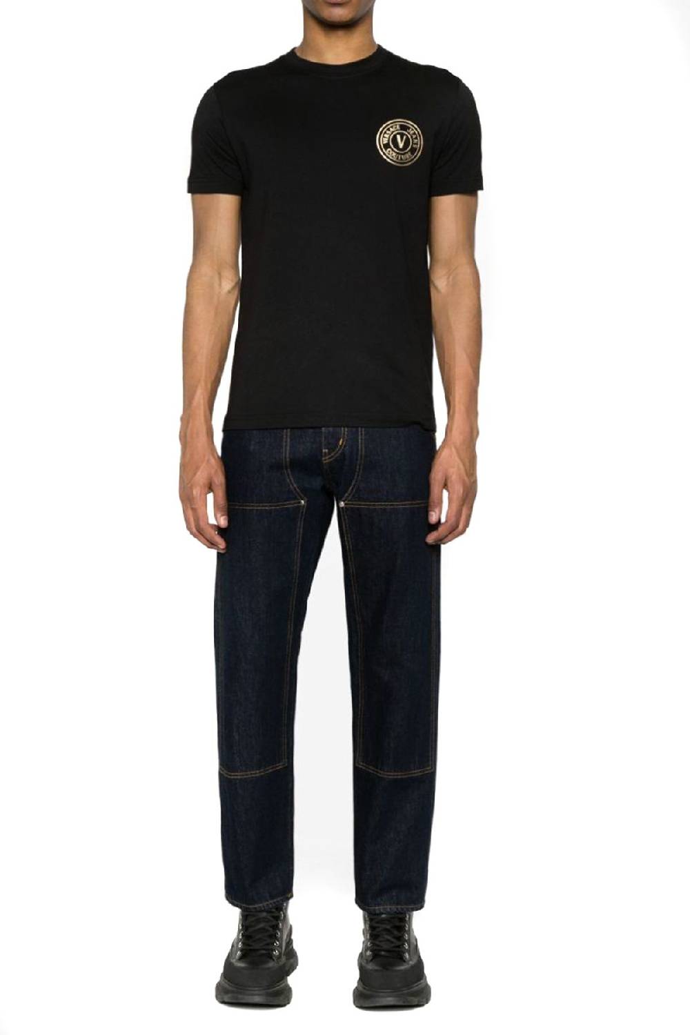 VERSACE JEANS COUTURE  T-Shirt in Cotone Nero Versace Jeans Couture Uomo Offerta Giorno del Papà