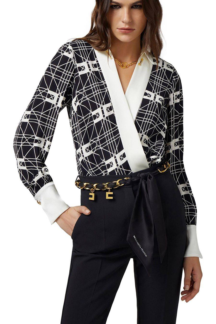ELISABETTA FRANCHI  Camicetta Multicolore in Seta Elisabetta Franchi da Donna Prezzo basso