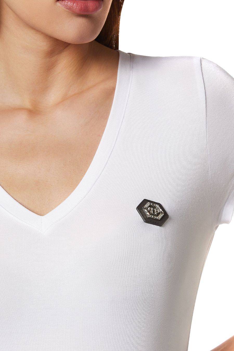 PHILIPP PLEIN  T-Shirt Bianca in Cotone da Donna PHILIPP PLEIN Fino al 60% di sconto