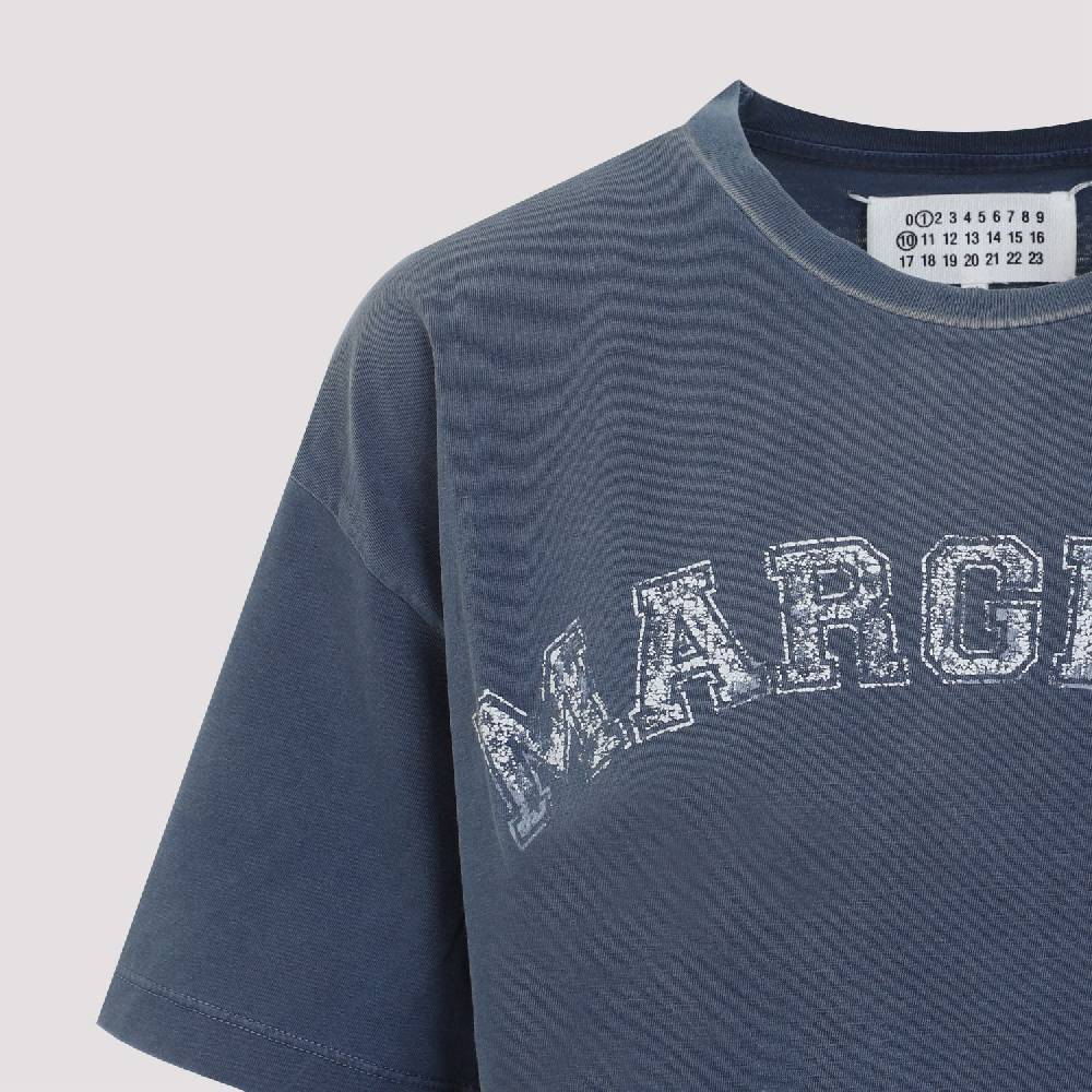 MAISON MARGIELA  T-Shirt di Cotone Blu Effetto Usato Maison Margiela Donna Sostegno trimestrale