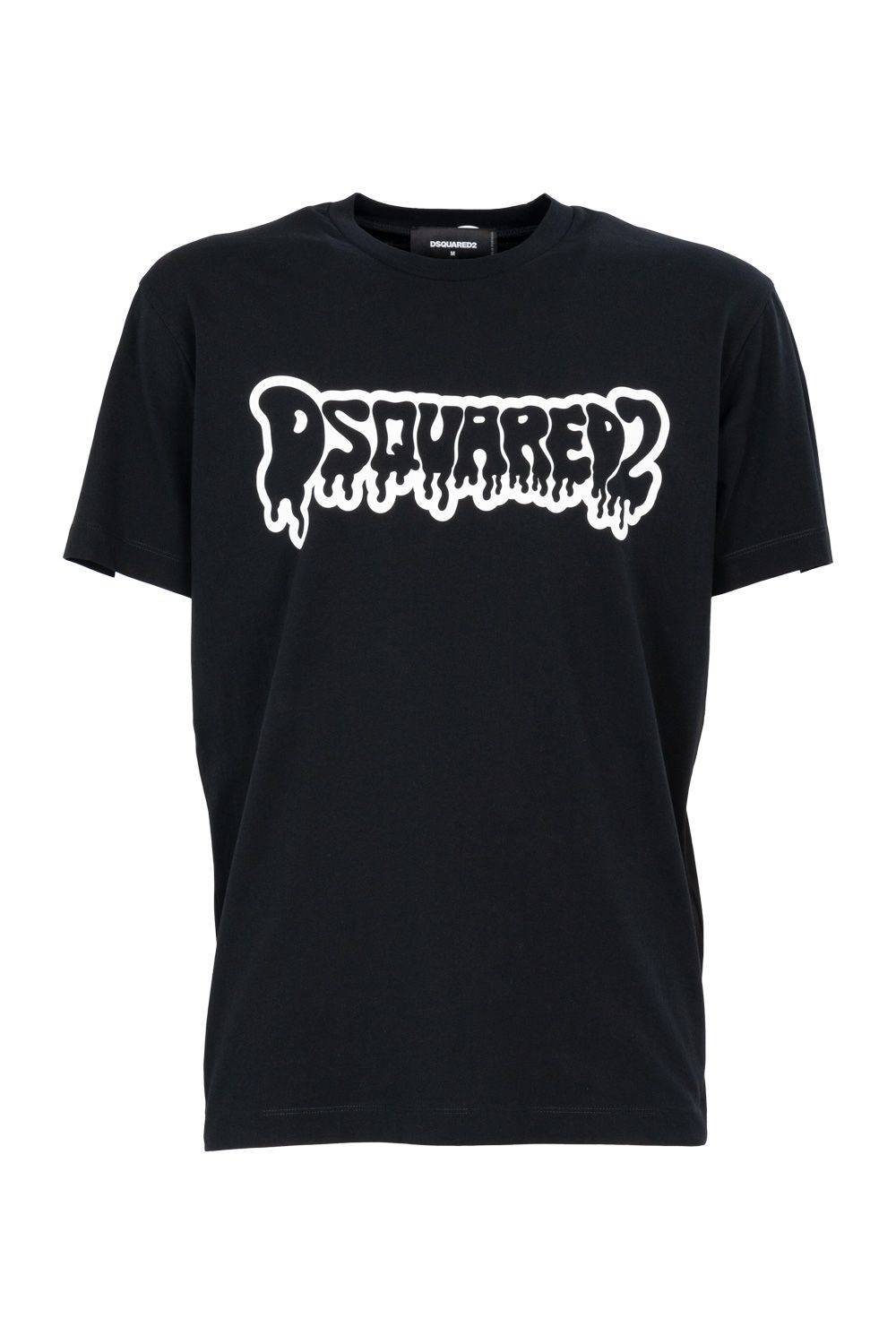 DSQUARED2  T-Shirt di Cotone Nero DSQUARED2 da Uomo Super sconto