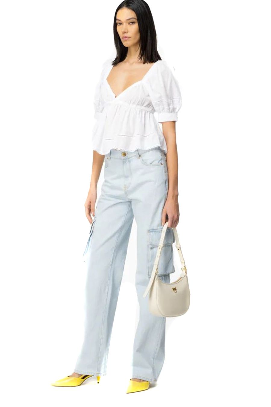 PINKO  Maglietta Bianca in Cotone da Donna PINKO Enormi sconti