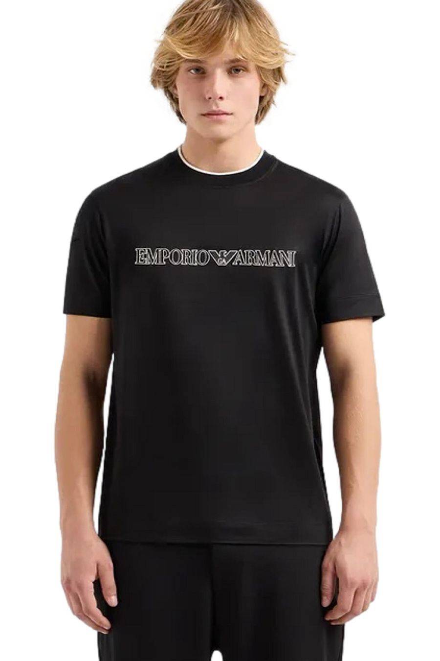 EMPORIO ARMANI  T-Shirt Emporio Armani Nera in Cotone Uomo 3D1TD4 50% di sconto con spedizione gratuita