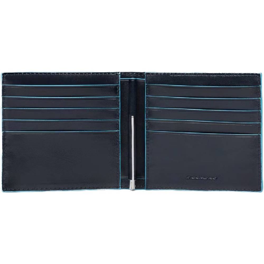 PIQUADRO  Portafoglio Uomo Piquadro in Pelle Blu - Design Sottile con 10 Scomparti per Carte Promozione