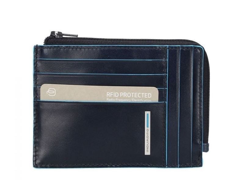 PIQUADRO  Portafoglio Unisex in Pelle Blu Piquadro Qualità Garantita