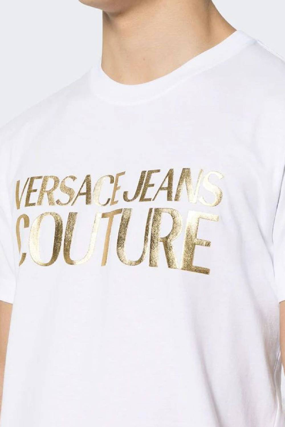 VERSACE JEANS COUTURE  T-Shirt da Uomo Versace Jeans Couture in Cotone Bianco Vendita Economica