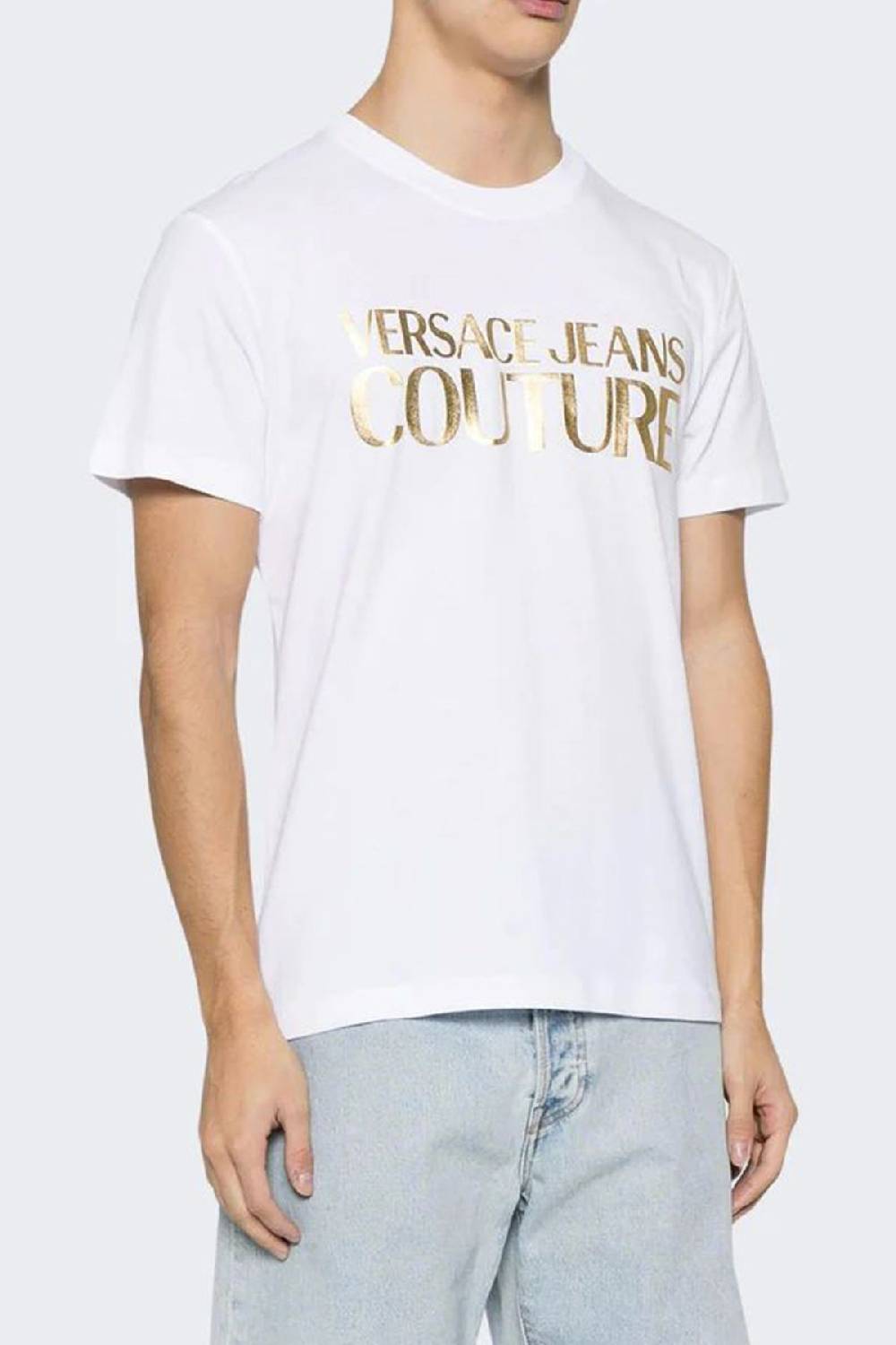 VERSACE JEANS COUTURE  T-Shirt da Uomo Versace Jeans Couture in Cotone Bianco Vendita Economica