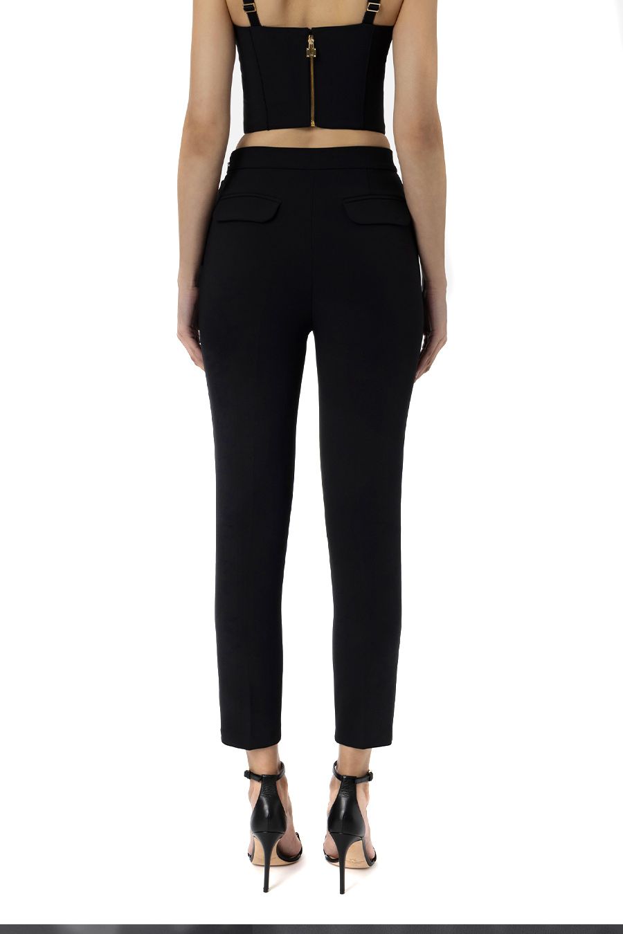 ELISABETTA FRANCHI  Pantaloni Neri Elisabetta Franchi da Donna - Mix di Poliestere Saldi Di Fabbrica