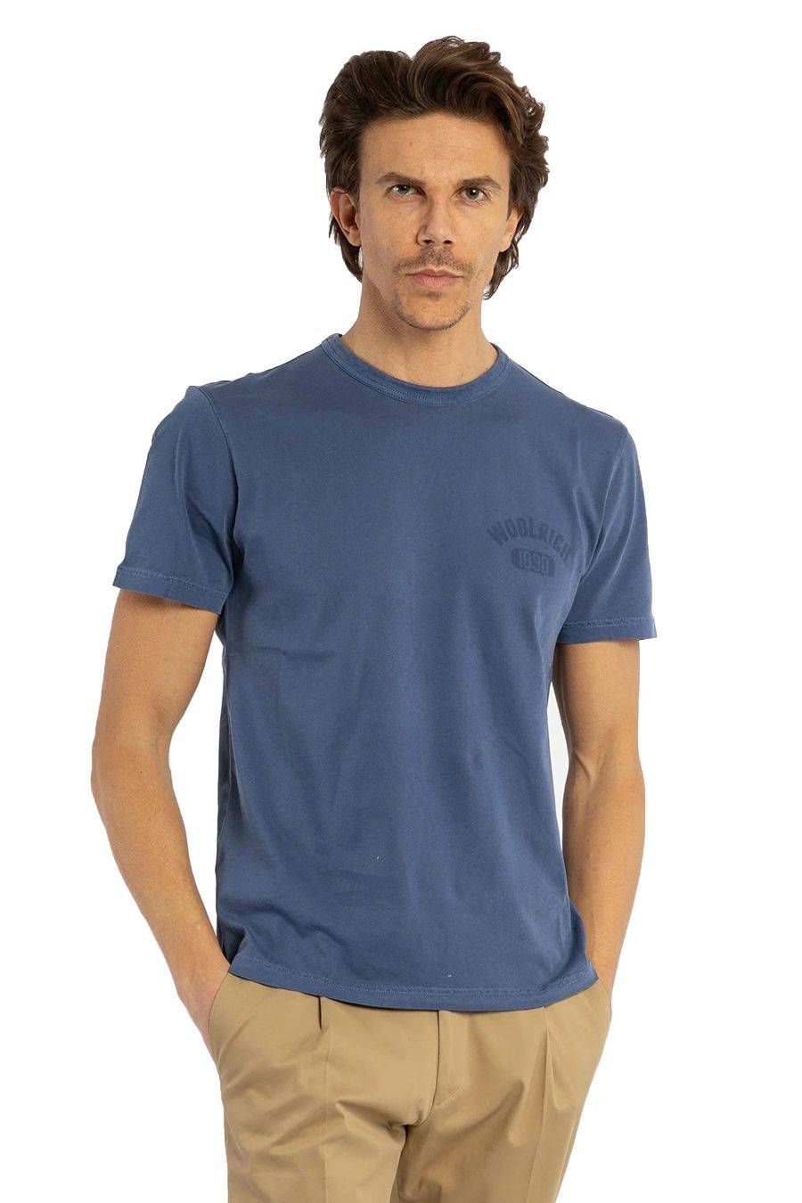 WOOLRICH  T-Shirt di Cotone Blu Woolrich da Uomo I Più Venduti
