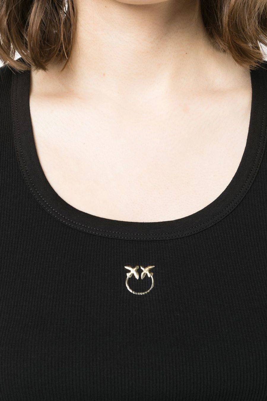 PINKO  Top Elasticizzato in Cotone Nero PINKO Donna Negozio