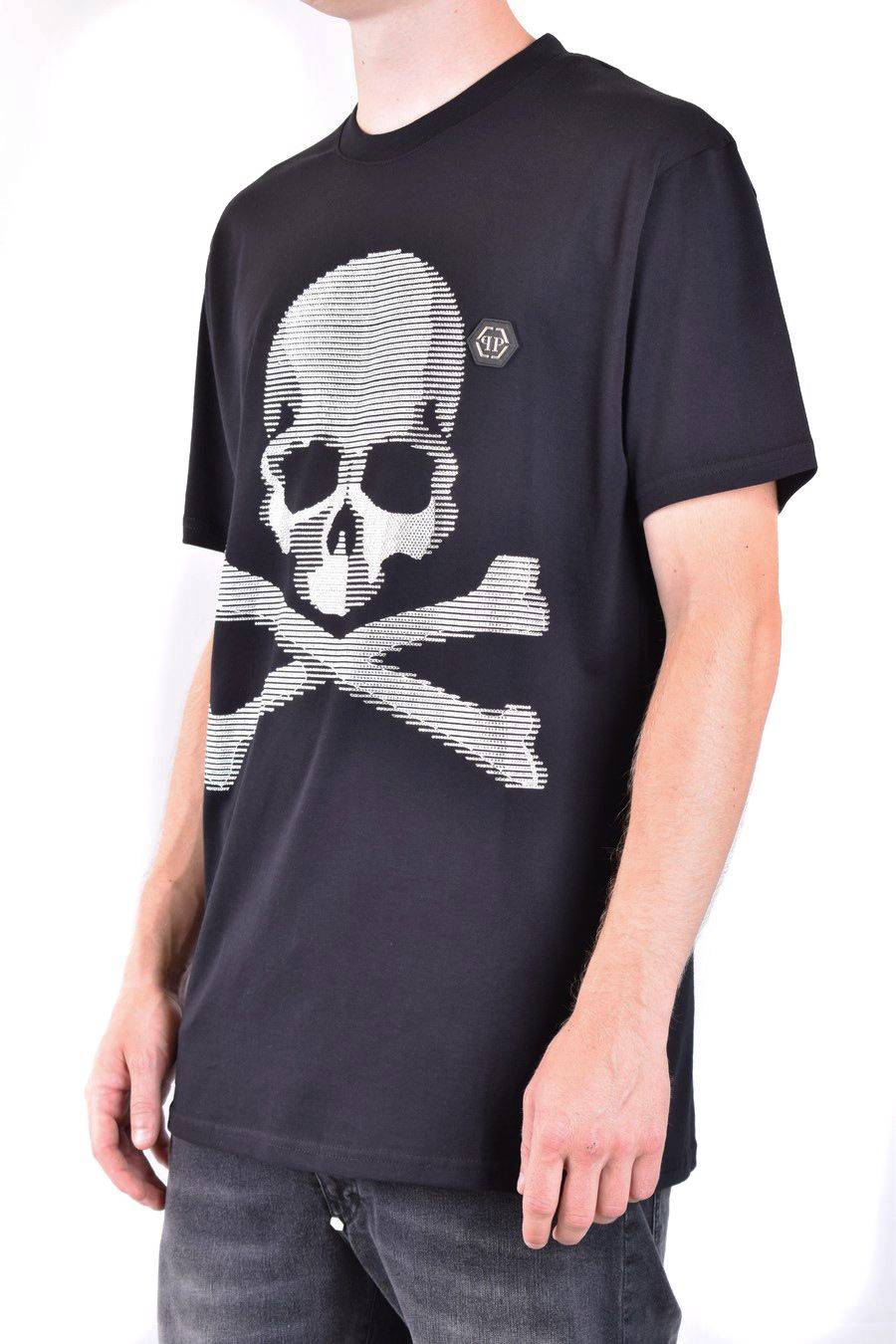 PHILIPP PLEIN  T-Shirt Nera in Cotone Philipp Plein Uomo Comprare a buon mercato