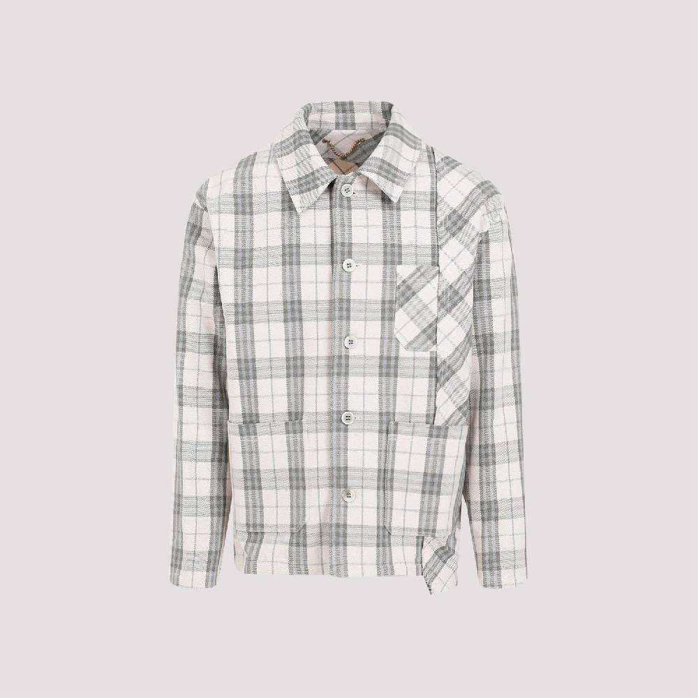 GOLDEN GOOSE  Camicia Uomo Quadri Ecru Verde in Cotone Golden Goose Offerta temporanea