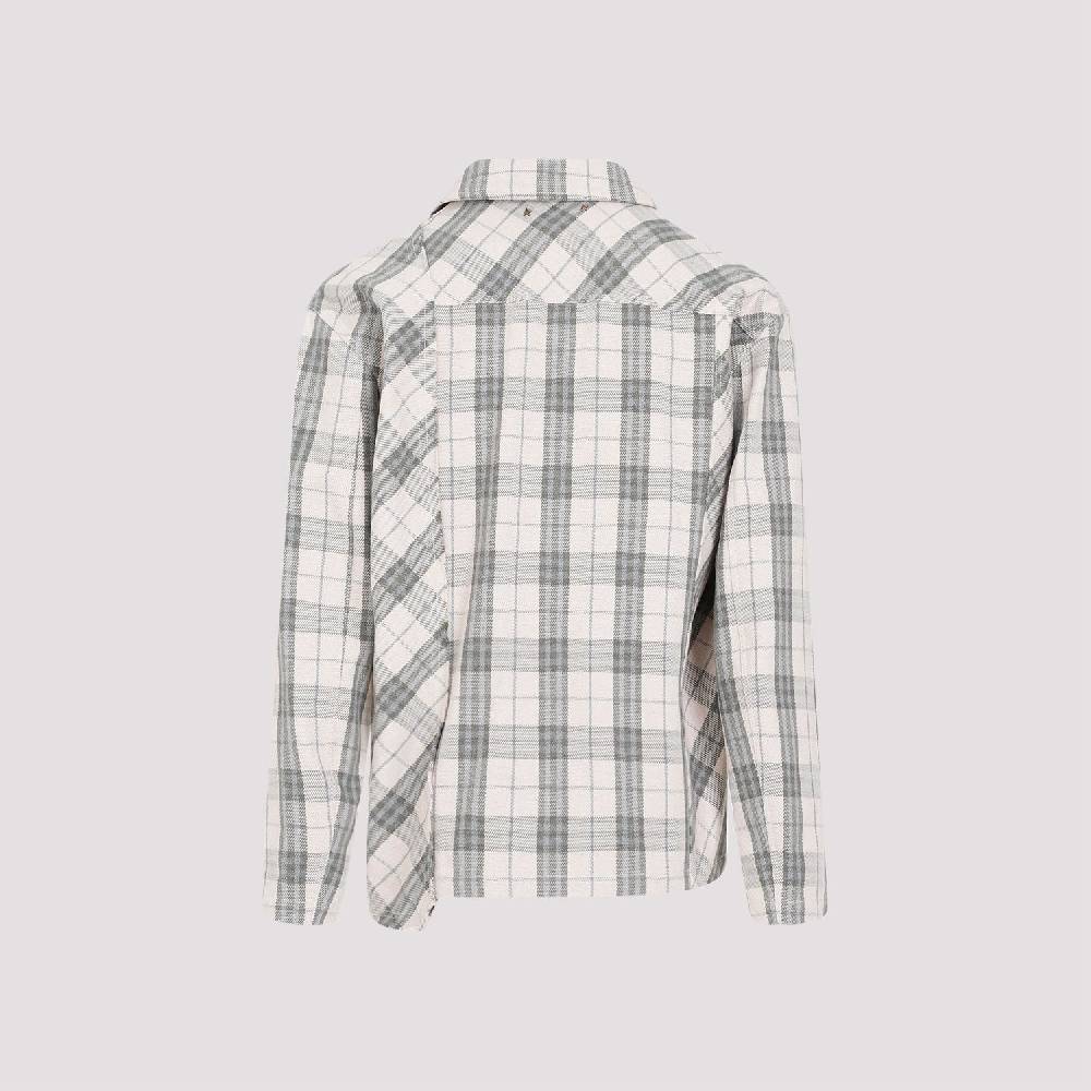 GOLDEN GOOSE  Camicia Uomo Quadri Ecru Verde in Cotone Golden Goose Offerta temporanea
