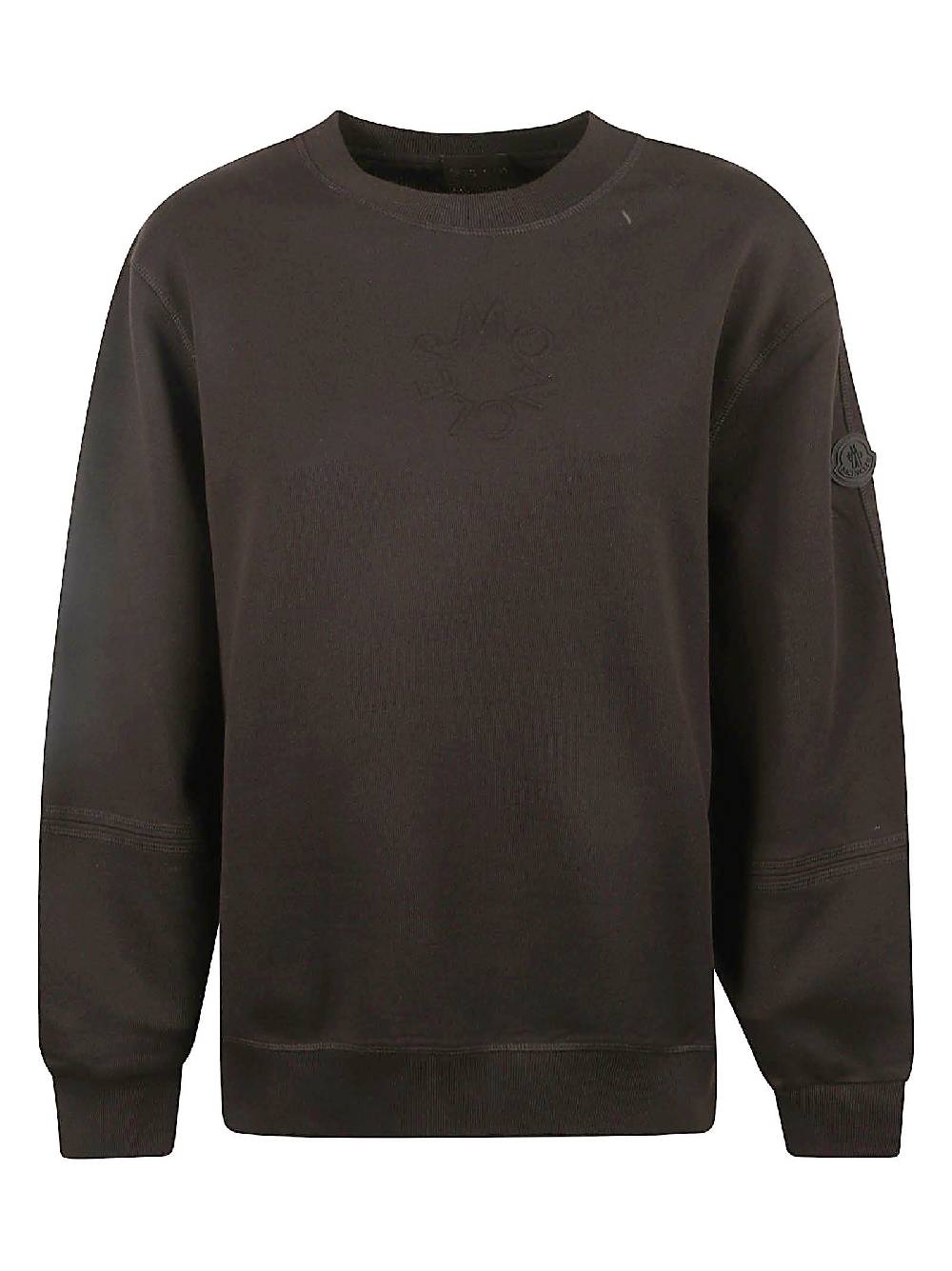 MONCLER  Felpa Moncler Nera in Cotone con Logo e Girocollo Offerte esclusive
