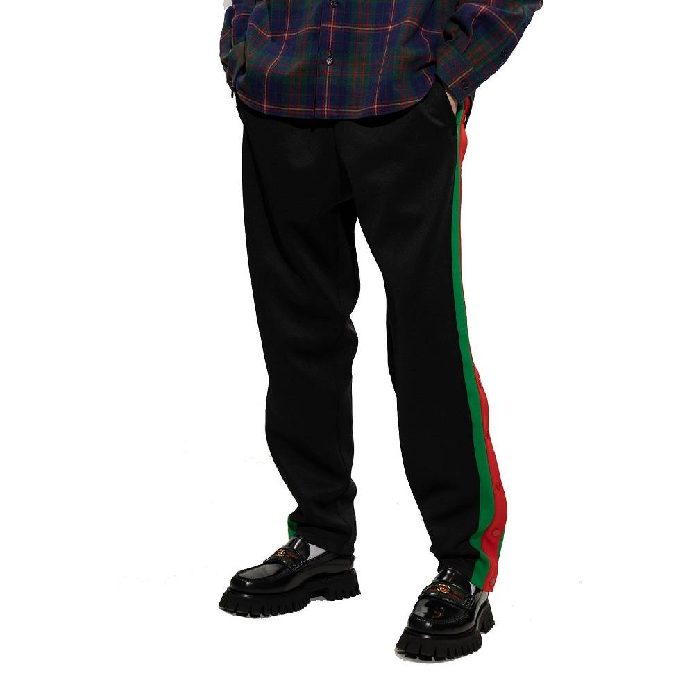 GUCCI  Pantaloni Sportivi GUCCI Neri in Neoprene con Righe per Uomo Bestseller