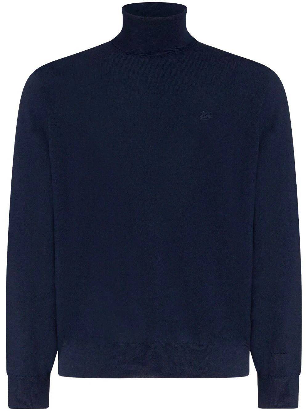 ETRO  Maglione Dolcevita Blu in Lana Vergine da Uomo ETRO Prezzo basso