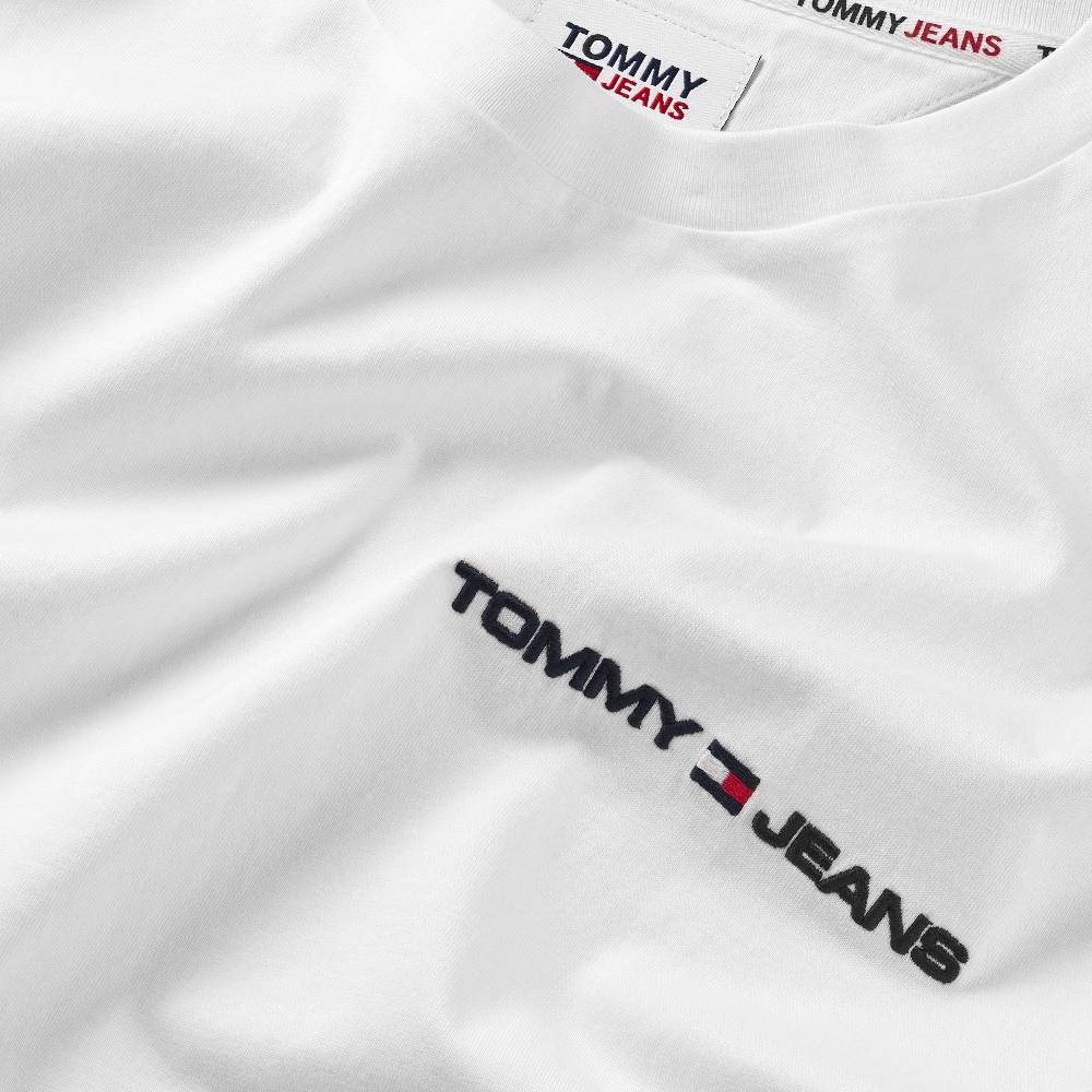 TOMMY JEANS  T-Shirt da Uomo Tommy Jeans Bianca in Cotone con Girocollo Latest stili