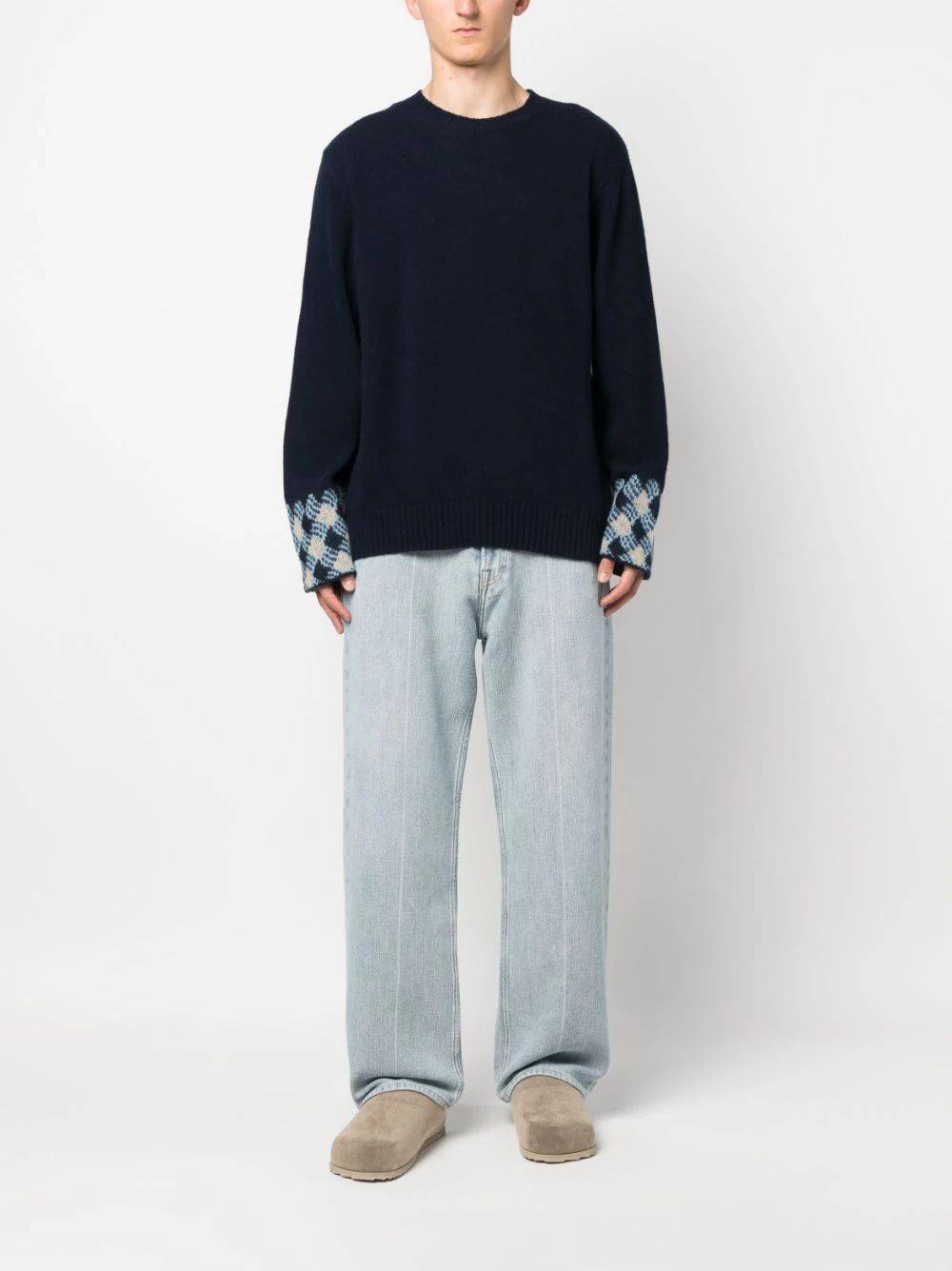 ETRO  Maglione ETRO Blu Uomo in Lana Vergine con Scollo a C Sostegno trimestrale