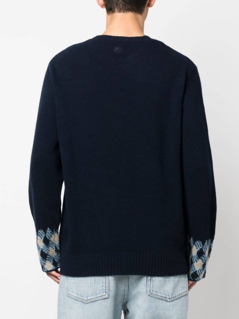 ETRO  Maglione ETRO Blu Uomo in Lana Vergine con Scollo a C Sostegno trimestrale